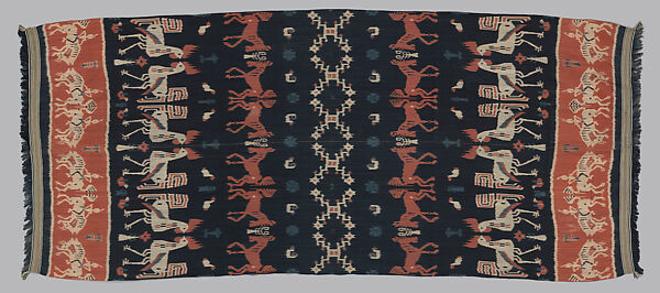 Man’s shoulder or hip cloth (Hinggi), Cotton ikat dyed textile, Sumba 