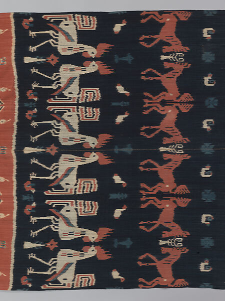 Man’s shoulder or hip cloth (Hinggi), Cotton ikat dyed textile, Sumba