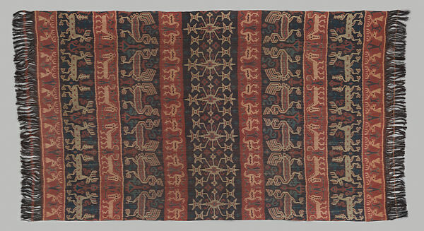 Man’s shoulder or hip cloth (Hinggi), Cotton ikat dyed textile, Sumba 