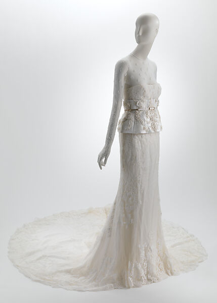 Wedding ensemble, House of Givenchy (French, founded 1952), (a) silk, synthetic, cotton, metal; (b) synthetic, cotton, metal; (c) silk, cotton, synthetic; (d) silk, metal; (e) metal, silk; (f) silk, French