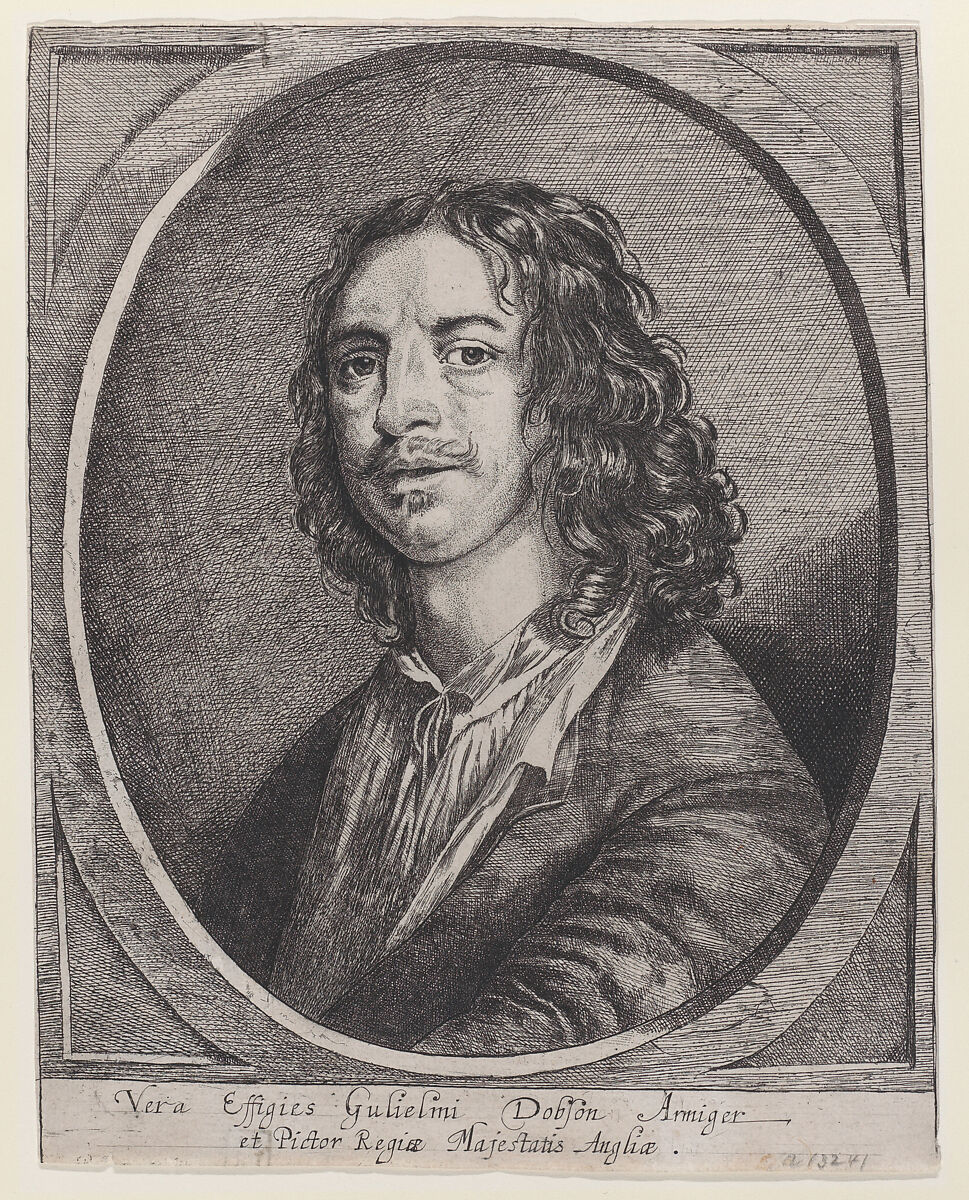Portrait of William Dobson, Josias English (British, active from 1649, died 1705), Etching 