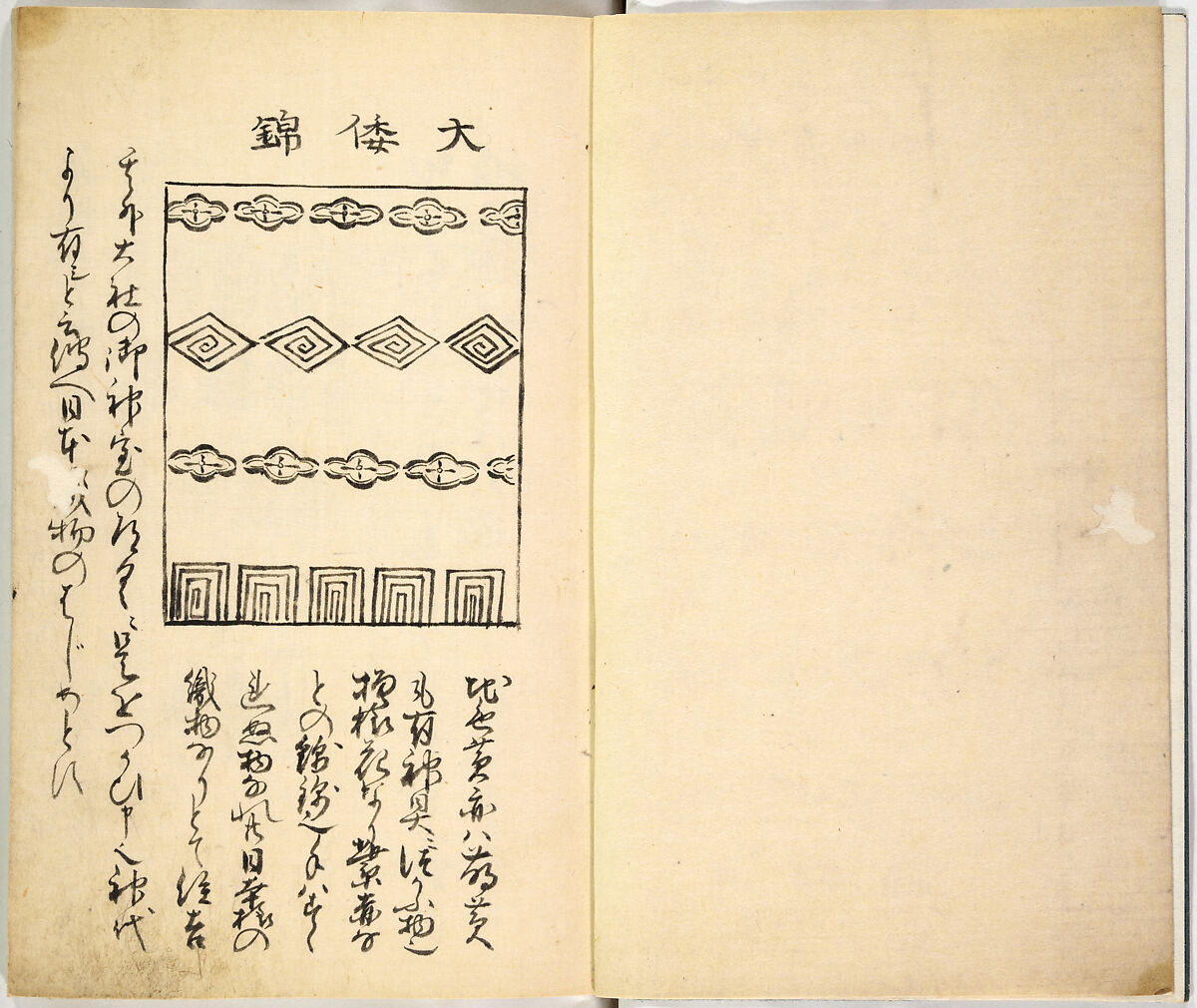 Picture Book of Gold Brocades (Kinrandonsu ezu), Woodblock-printed book; ink on paper, Japan