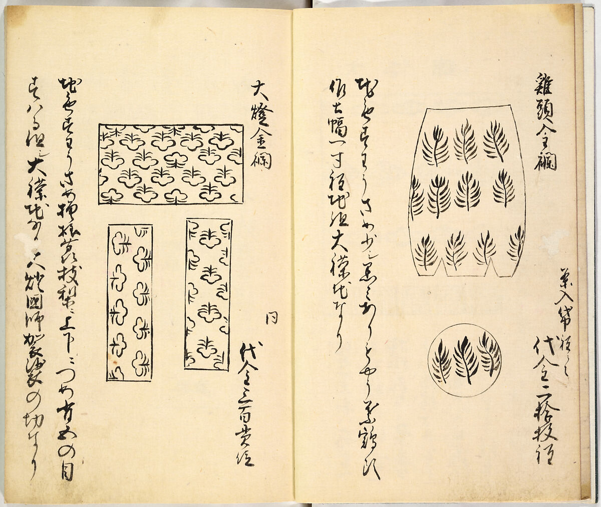 Picture Book of Gold Brocades (Kinrandonsu ezu), Woodblock-printed book; ink on paper, Japan