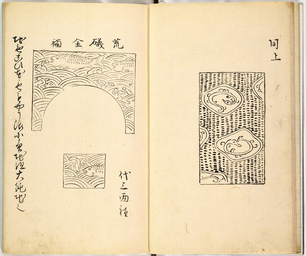 Picture Book of Gold Brocades (Kinrandonsu ezu), Woodblock-printed book; ink on paper, Japan