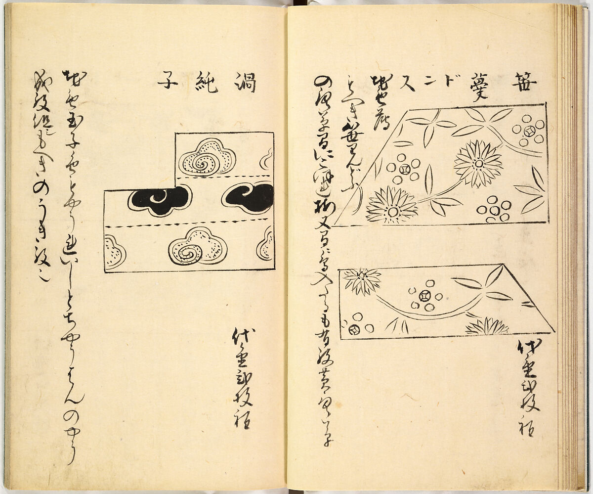 Picture Book of Gold Brocades (Kinrandonsu ezu), Woodblock-printed book; ink on paper, Japan