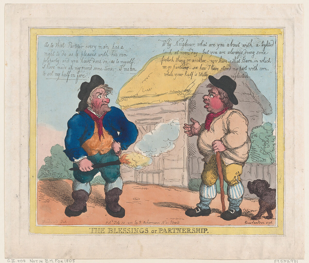 The Blessings of Partnership, Thomas Rowlandson (British, London 1757–1827 London), Hand-colored etching 