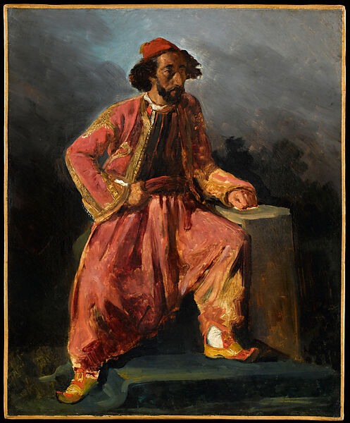 Seated Turk (possibly Paul Barroilhet, 1805–1871), Eugène Delacroix (French, Charenton-Saint-Maurice 1798–1863 Paris), Oil on canvas 