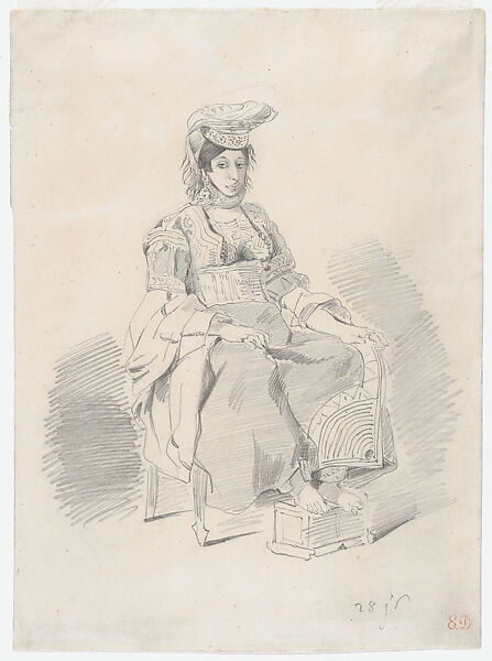 Jewish Woman of Tangier, Eugène Delacroix (French, Charenton-Saint-Maurice 1798–1863 Paris), Pencil on paper 