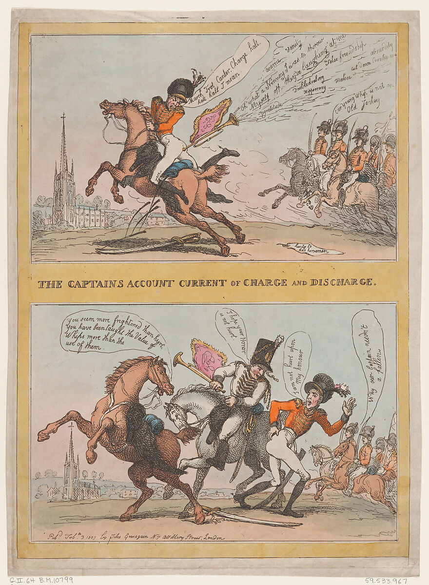 The Captains Account Current of Charge and Discharge, Thomas Rowlandson (British, London 1757–1827 London), Hand-colored etching 