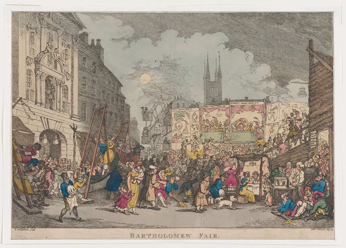 Bartholomew Fair, Thomas Rowlandson (British, London 1757–1827 London), Hand-colored etching 