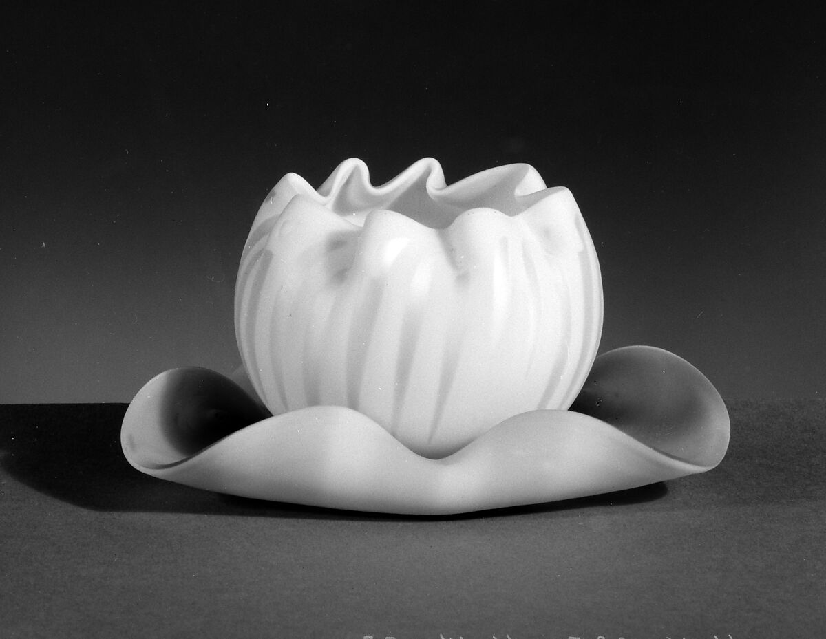 Sherbet Dish, Blown satin white opaque glass, British 