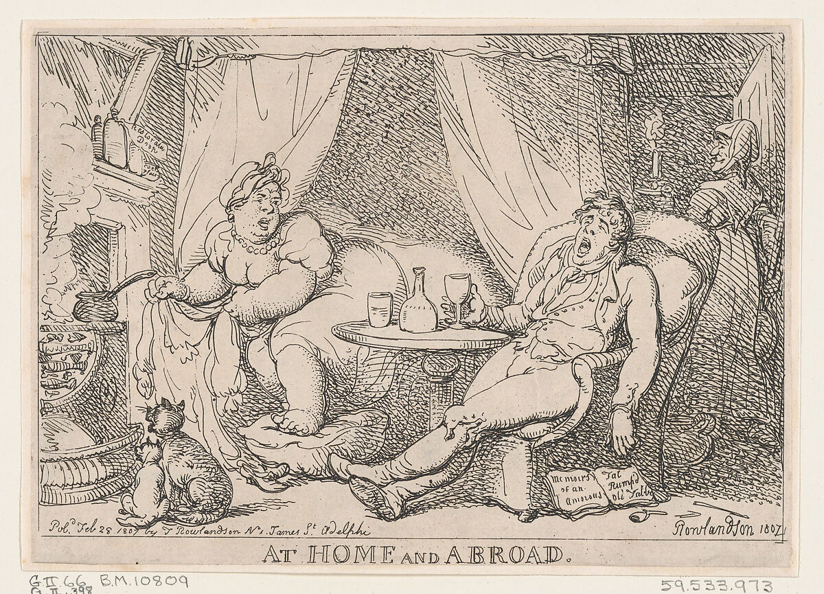 At Home and Abroad, Thomas Rowlandson (British, London 1757–1827 London), Etching 
