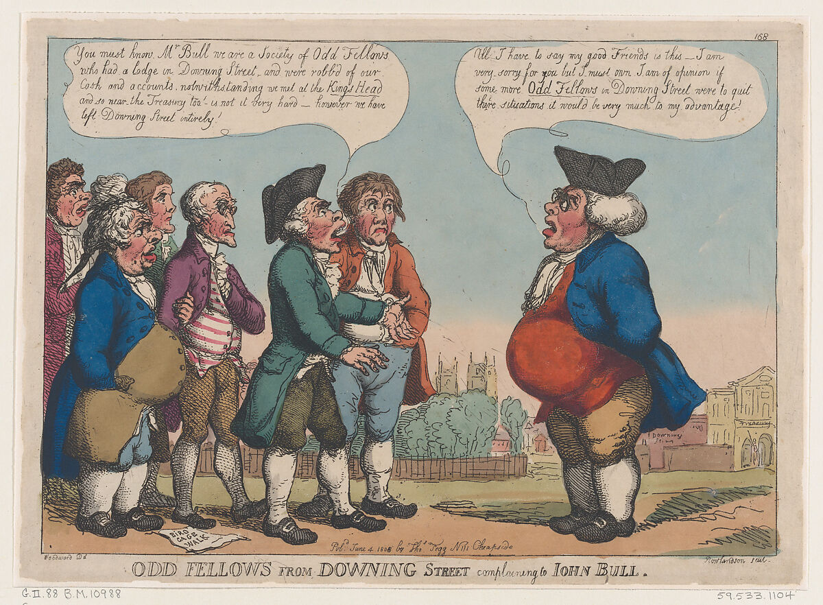 Thomas Rowlandson | Odd Fellows from Downing Street Complaining to John ...