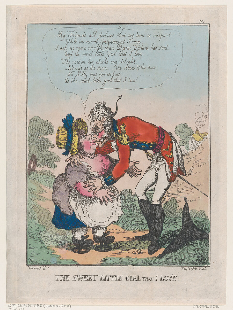 The Sweet Little Girl That I Love, Thomas Rowlandson (British, London 1757–1827 London), Hand-colored etching 