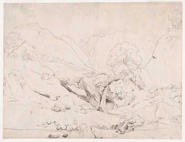 Italian Landscape (recto); Rocks and foliage (verso)