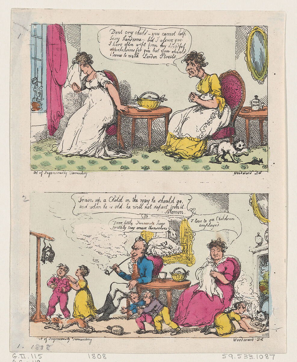 The Art of Ingeniously Tormenting, Thomas Rowlandson (British, London 1757–1827 London), Hand-colored etching 