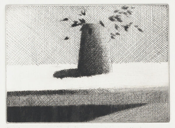 Vase and Leaves, Robert Kipniss (American, born New York, 1931), Drypoint 