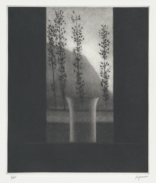 Window with Four Trees, Robert Kipniss (American, born New York, 1931), Mezzotint 