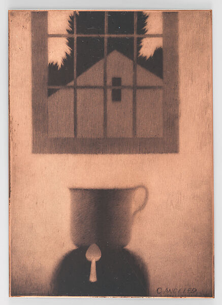 Interior w/ cup, spoon, & window, Robert Kipniss (American, born New York, 1931), Copper plate 