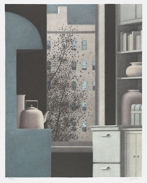 The Blue Stove, Robert Kipniss (American, born New York, 1931), Color lithograph 