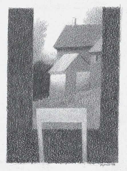 Window at Dusk, Robert Kipniss (American, born New York, 1931), Graphite 