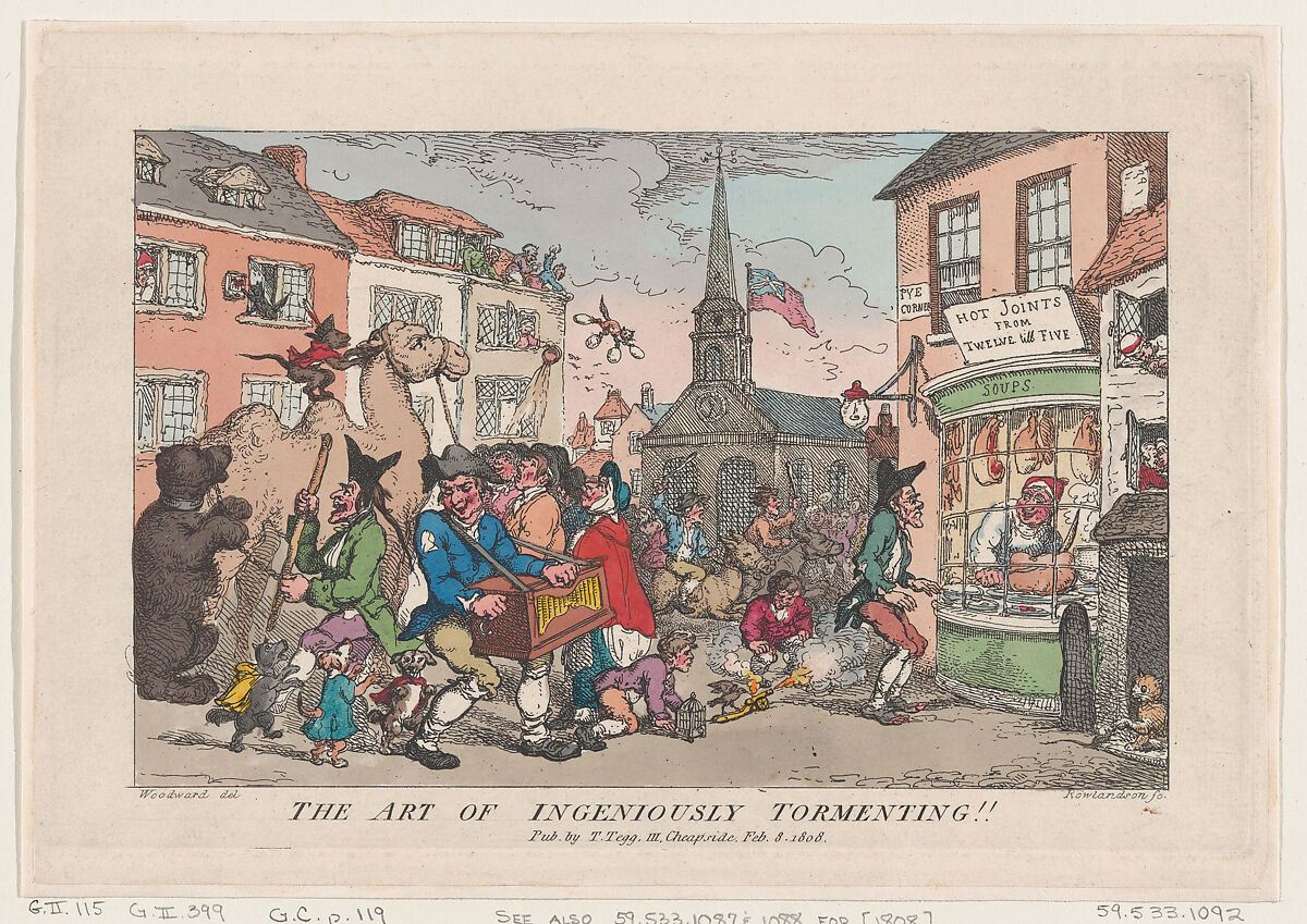 The Art of Ingeniously Tormenting, Thomas Rowlandson (British, London 1757–1827 London), Hand-colored etching 