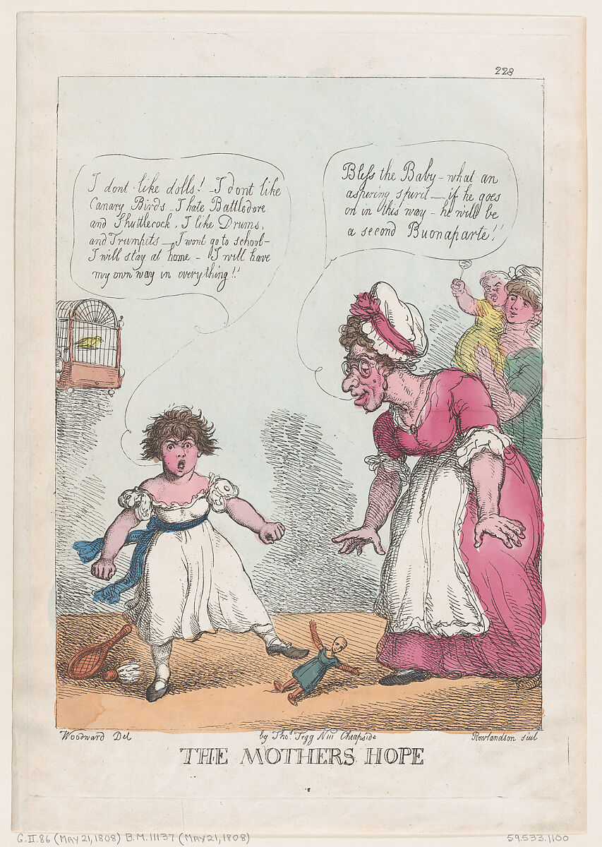 The Mother's Hope, Thomas Rowlandson (British, London 1757–1827 London), Hand-colored etching 