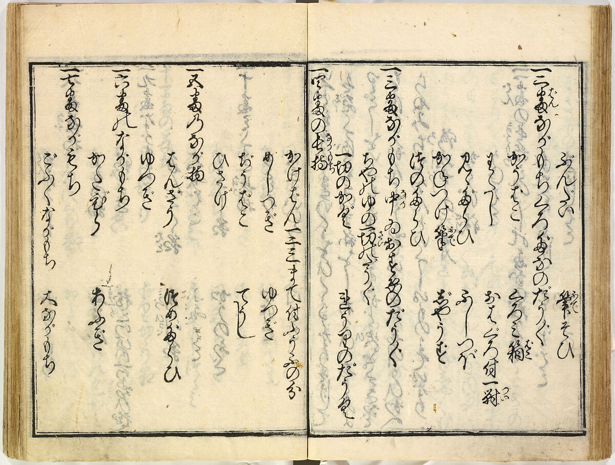 Collection of Rules of Etiquette for Women (Onna shoreishū); 7 vols bound in 1 vol., Woodblock-printed book; ink on paper, Japan