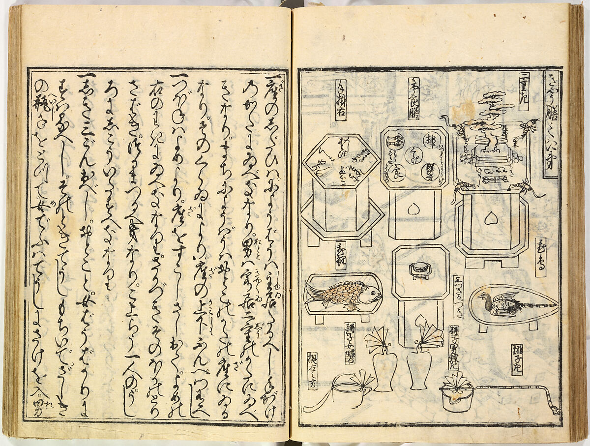 Collection of Rules of Etiquette for Women (Onna shoreishū); 7 vols bound in 1 vol., Woodblock-printed book; ink on paper, Japan