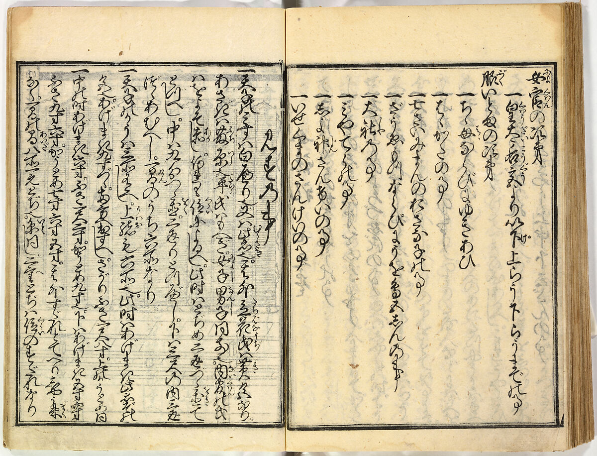 Collection of Rules of Etiquette for Women (Onna shoreishū); 7 vols bound in 1 vol., Woodblock-printed book; ink on paper, Japan
