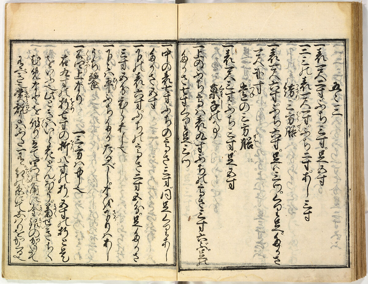 Collection of Rules of Etiquette for Women (Onna shoreishū); 7 vols bound in 1 vol., Woodblock-printed book; ink on paper, Japan