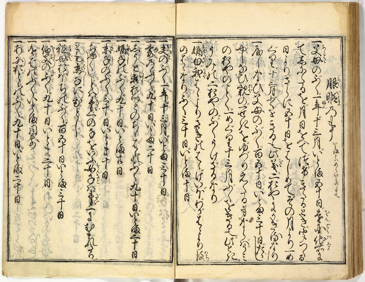 Collection of Rules of Etiquette for Women (Onna shoreishū); 7 vols bound in 1 vol., Woodblock-printed book; ink on paper, Japan