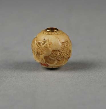 Carved Bead, Ivory, Japan