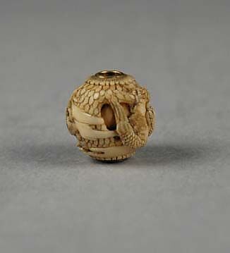 Carved Bead, Ivory, Japan