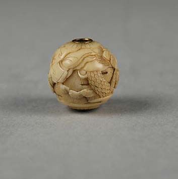 Carved Bead, Ivory, Japan