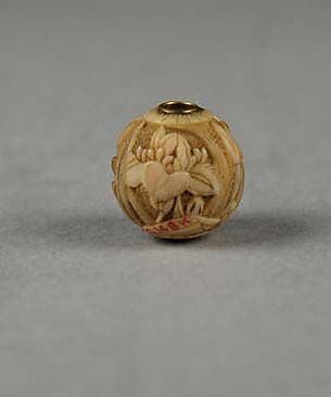 Carved Bead, Ivory, Japan 