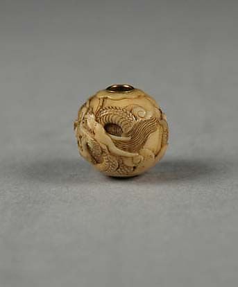 Carved Bead, Ivory, Japan 