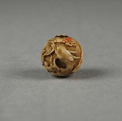 Carved Bead, Ivory, Japan