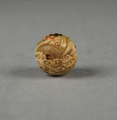 Carved Bead, Ivory, Japan