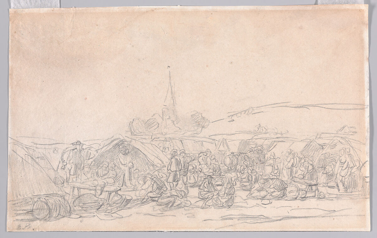 The Pardon of Saint-Anne-La-Palud, Eugène Boudin (French, Honfleur 1824–1898 Deauville), Graphite 