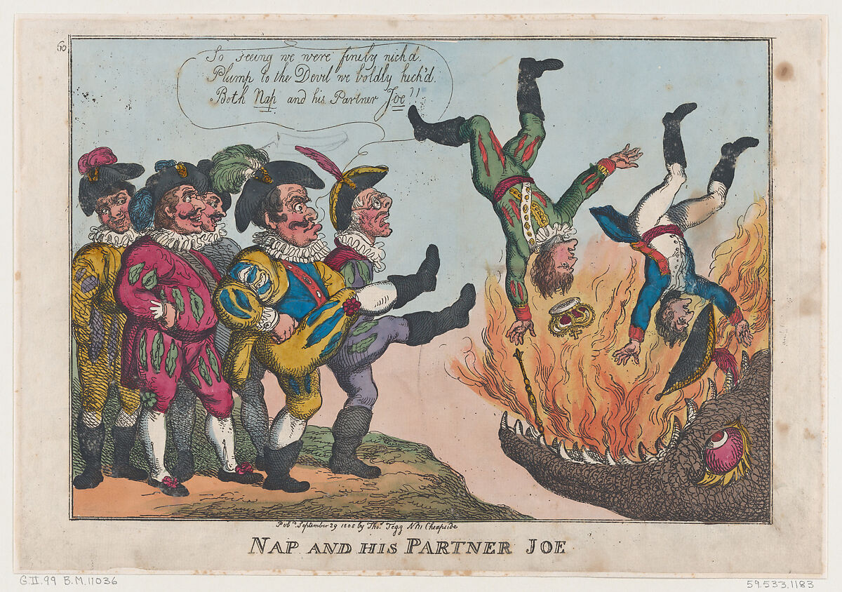 Nap and His Partner Joe, Thomas Rowlandson (British, London 1757–1827 London), Hand-colored etching 