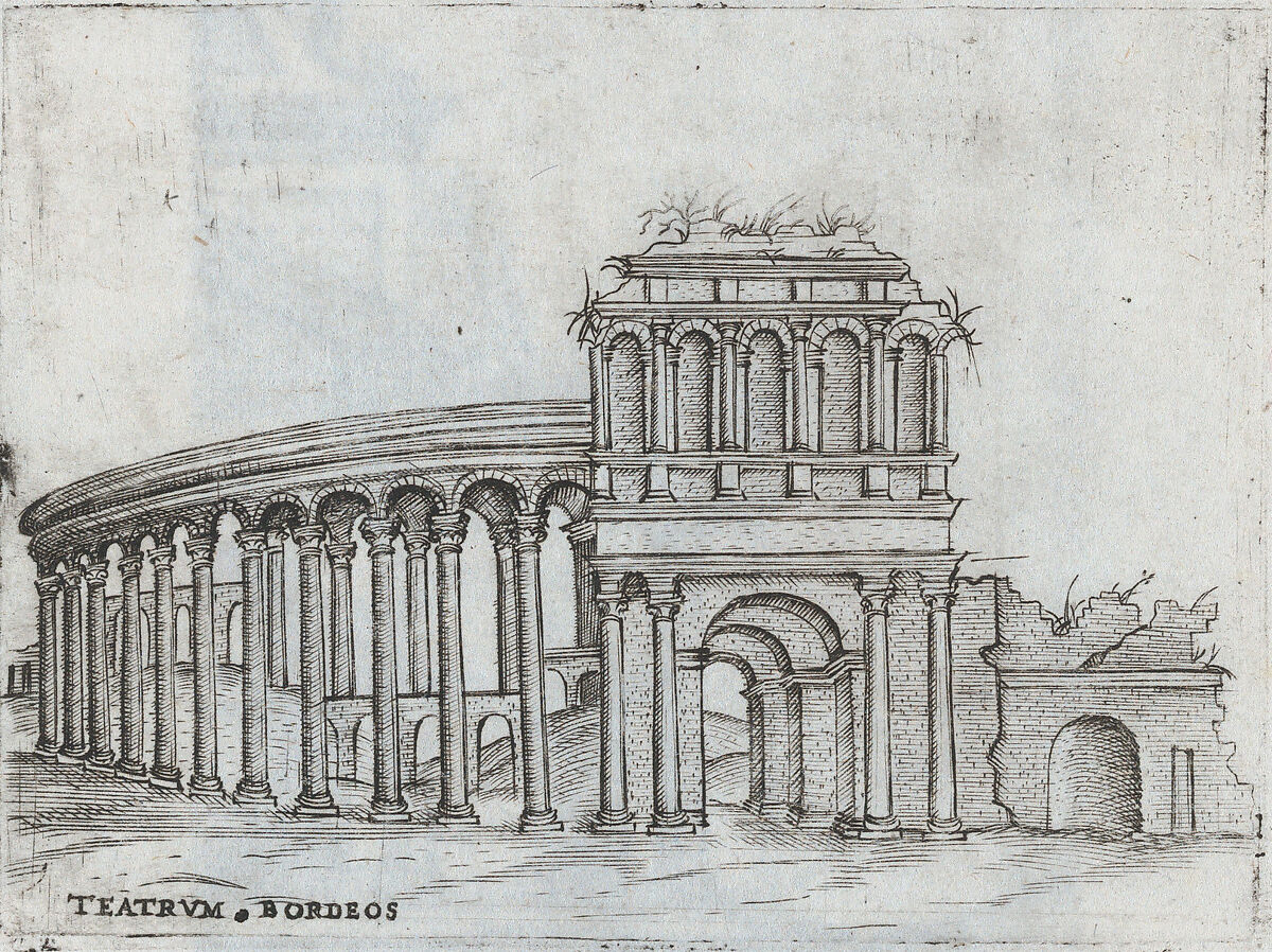 Tenplum Iovis Ultoris, from a Series of Prints depicting (reconstructed) Buildings from Roman Antiquity, Formerly attributed to Monogrammist G.A. &amp; the Caltrop (Italian, 1530–1540), Engraving 
