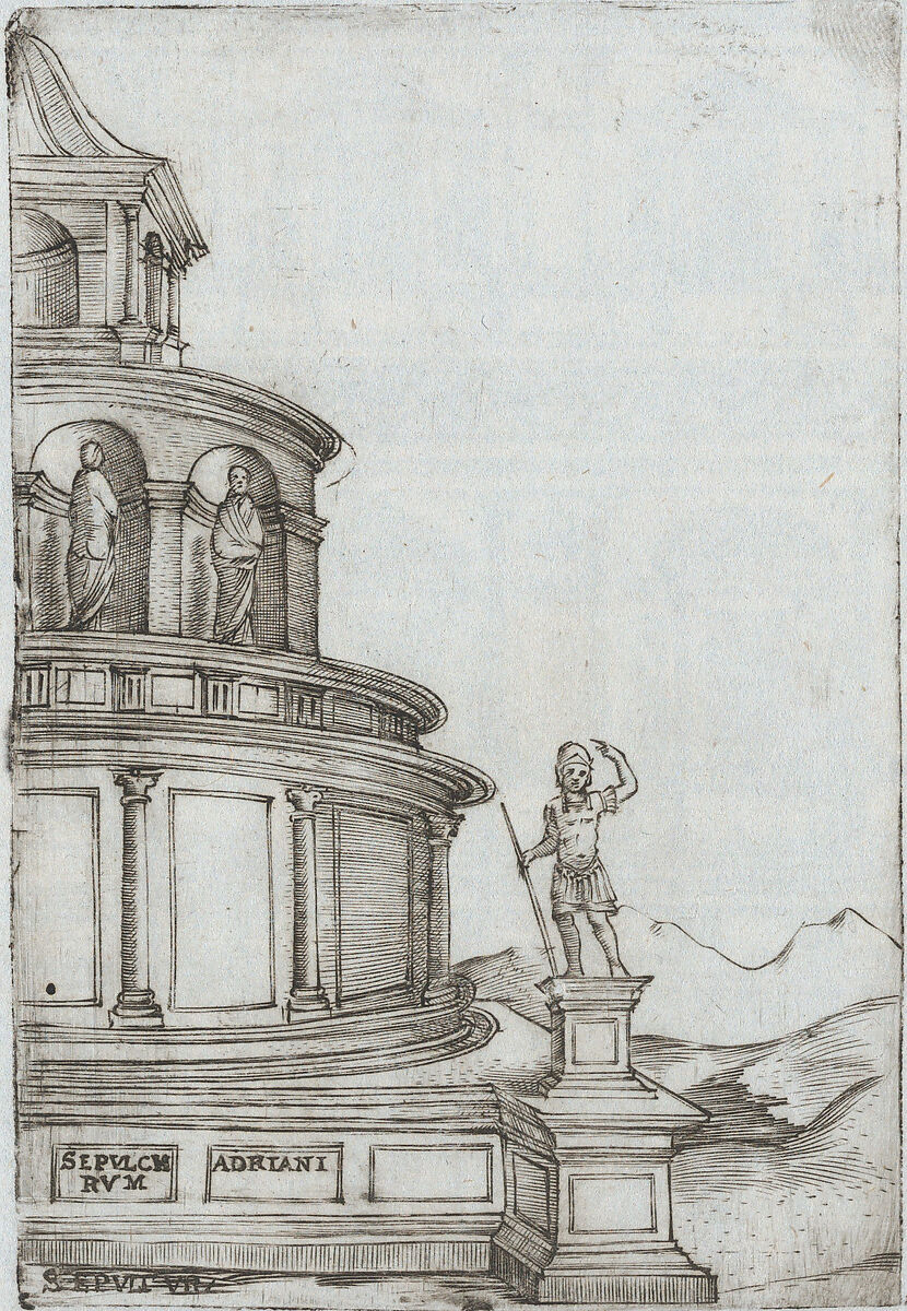 Termae Deocletiani, from a Series of Prints depicting (reconstructed) Buildings from Roman Antiquity, Formerly attributed to Monogrammist G.A. &amp; the Caltrop (Italian, 1530–1540), Engraving 