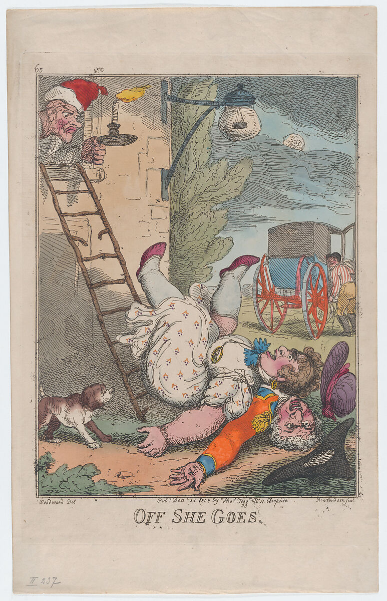 Off She Goes, Thomas Rowlandson (British, London 1757–1827 London), Hand-colored etching 