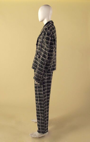 Ensemble, John Galliano (founded 1984), (a) wool, synthetic, mohair, wood; (b) wool, synthetic, mohair, British