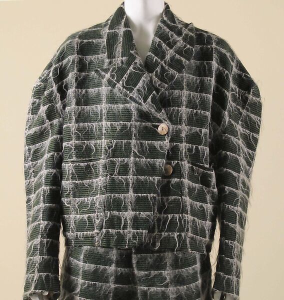 Ensemble, John Galliano (founded 1984), (a) wool, synthetic, mohair, wood; (b) wool, synthetic, mohair, British