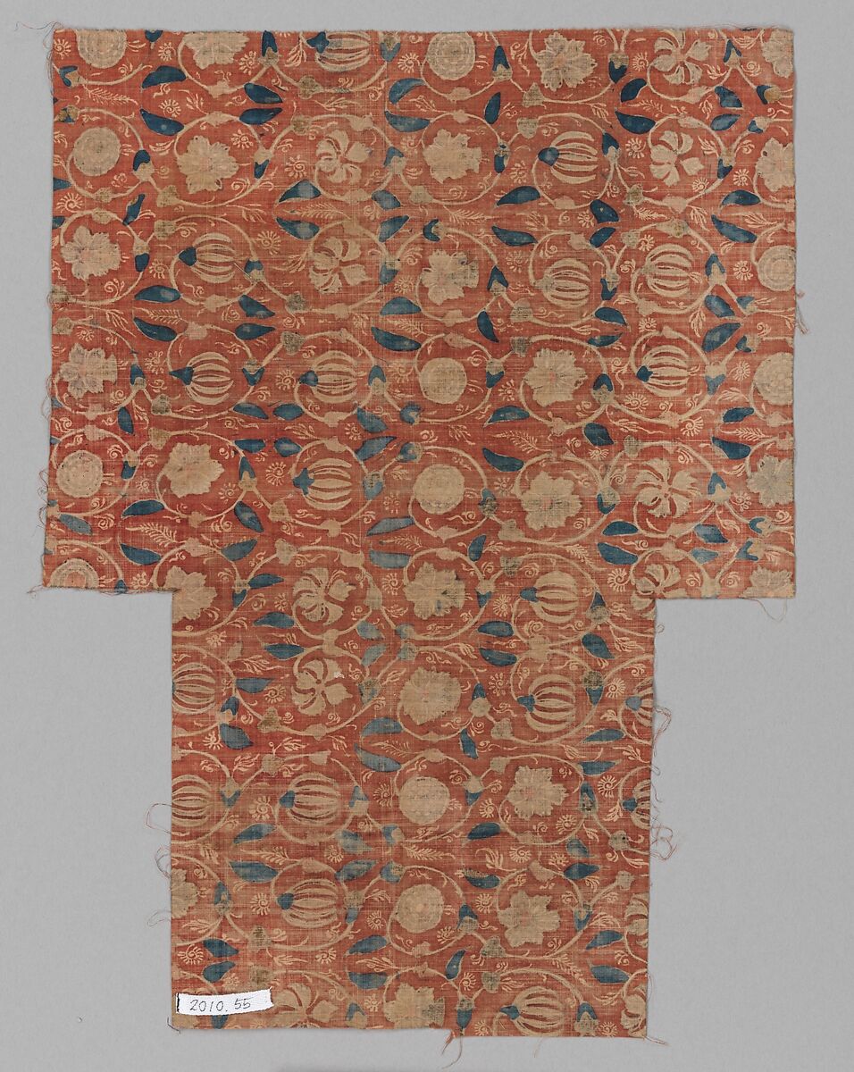 Sarasa with Gilded Floral Pattern, Cotton (painted mordant, dyed) with applied gold leaf, India for the Japanese market