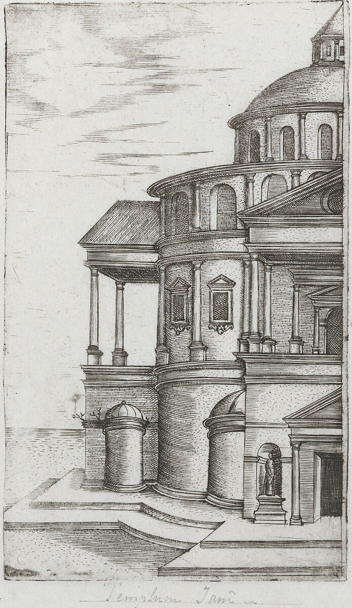 Palatium Se Lugduni [Later changed to Termae Antoniae Imp], from a Series of Prints depicting (reconstructed) Buildings from Roman Antiquity, Formerly attributed to Monogrammist G.A. &amp; the Caltrop (Italian, 1530–1540), Engraving 