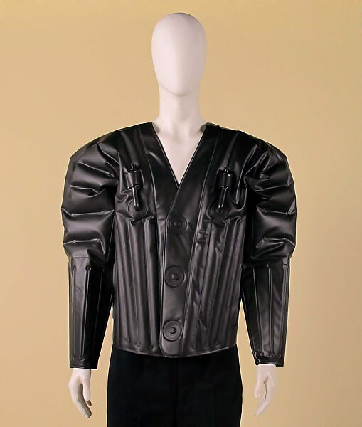 Jacket, Issey Miyake (Japanese, 1938–2022), plastic (polyurethane), metal, Japanese 
