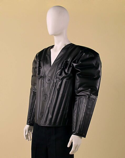 Jacket, Issey Miyake (Japanese, 1938–2022), plastic (polyurethane), metal, Japanese